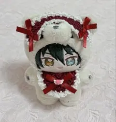 いつぬい ぬい ぬい服 スタイ ヘッドドレス ワインレッド×ホワイト 編み物