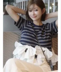 SNIDEL 【ZOZO/USAGI ONLINE限定】リボンドッキングTシャツのサムネイル
