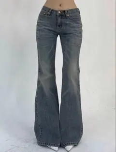 ローライズ フレアデニムパンツ ブルー