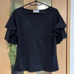 OPAQUE.CLIP フリル袖 ブラックトップス