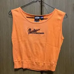Harley-Davidson ノースリーブ スウェット ショート丈 オレンジ