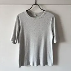 【UNIQLO】リブクルーネックT 半袖 グレー Lのサムネイル