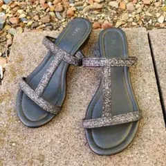 サンダル　M　低め　黑　ラメ入り　オシャレ