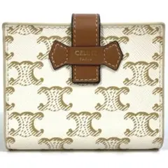 CELINE セリーヌマカダム 三つ折り財布 ホワイト/ベージュ