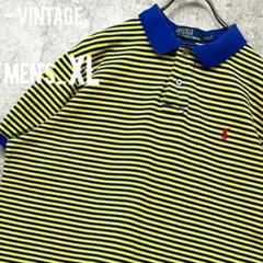 レア《ポロバイラルフローレン》ボーダーポロシャツ/イエロー/メンズXL