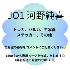 JO1 河野純喜 まとめ売り トレカ セルカ ステッカー 景品