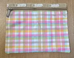 超特価！ 美品 レスポートサック ポーチ ピンクチェック柄 LeSportsac