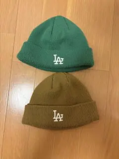 LAロゴ ニット帽 2点セット
