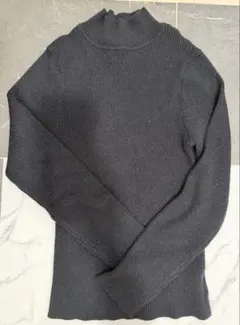 GRL 黒 リブ編み 長袖セーター L