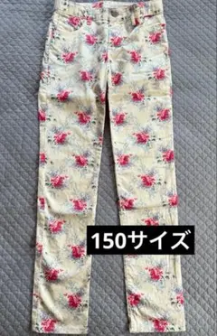 美品　ギャップ　キッズ　150 花柄　デニム　パンツ　ホワイト　女の子