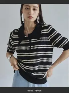 ボーダー ポロニット 半袖