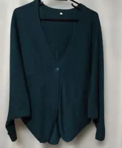 ダークグリーン Vネック カーディガン
