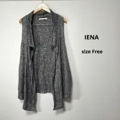IENA 麻 リネン 100% 絞り ベスト グレー ボタンレス Free
