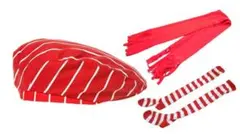 レッドストライプハンチング帽■赤ボーダーニーハイ■マフラー■ベレーキャスケット