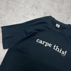 90s USA製 carpe this! メッセージ プリントTシャツ 黒 XL