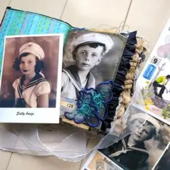 105ジャーナルB 海フォト人物 紙表紙 雑記帳 コラージュ ジャンク