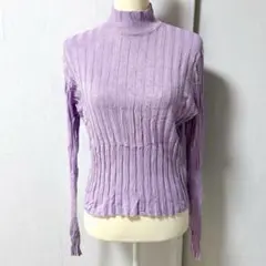 BLUESTEEL BASICS ラベンダー ハイネック セーター リブ編み