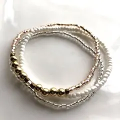 【メルカリ便】ハンドメイド クリアピンクビーズブレスレット 3点セット