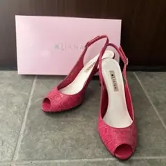 美品　⭐︎ダイアナ⭐︎ ピンク オープントゥ パンプス　バックストラップ
