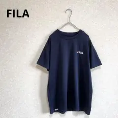 FILA ワンポイントロゴ刺繍Tシャツ カットソー 吸汗速乾 ネイビー Lのサムネイル