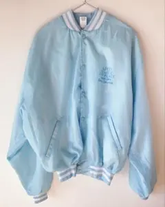 水色 ボタン式 ジャンパー　ナイロンジャケット　 古着　状態◎XXL