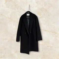 ブラック ダブルブレスト ロングコート