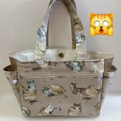 コーヒーねこさん　ハンドメイド　　　　サイドポケットトートバッグ♡
