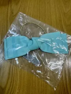 水色リボンヘアゴム