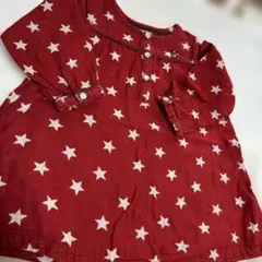 ミキハウス DOUBLE B赤い星柄ワンピース（クマ刺繍付き）