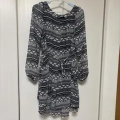 AS KNOW AS 長袖 ワンピース フリーサイズ アズノウアズ 黒 ブラック