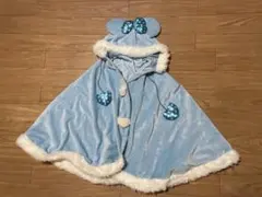 ディズニー ミニーちゃん 水色 フード付きブランケット ファンケープ ポンチョ