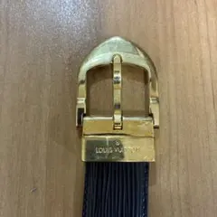 Louis Vuitton ブラックレザーベルト ゴールドバックル