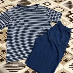 ユニクロ　エアリズム半袖パジャマ　140 ネイビーボーダー柄