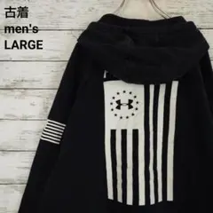 古着 アンダー アーマー パーカー freedom バックプリント 黒 L