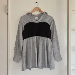 Green Parks ストライプ チュニック 長袖 ベストドッキングシャツ