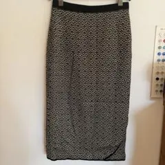 【レトロ古着】黒/ゴールド　ニット　タイトスカート　ロング