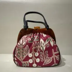紫色花柄 和装用バッグ　アンティーク