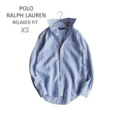 美品★POLO｜現行タグ スカイグレー 同色ポニー刺繍 リネンシャツ XS