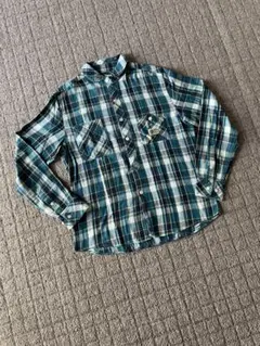 ◎売切★緑チェックボタンシャツMメンズトップス