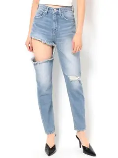 GYDA ハイウエストダメージスキニージーンズ