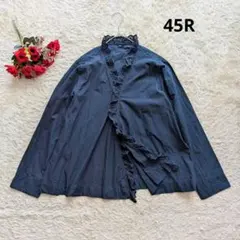 45R♪藍染ブラウス シャツ レース インディゴ R刺繍入り - メルカリ