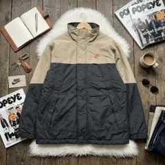 NIKE ナイキ バイカラー 中綿パフジャケット XL ベージュ チャコールロゴ