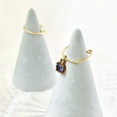 【新品・特価】2個セット＊14kgf 枠留めプチアイオライトのイヤーカフ