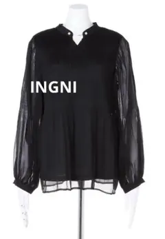 イング　黒　プリーツ　2Wayトップス　長袖ブラウス　M