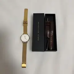【美品】DANIEL WELLINGTON ゴールドメッシュ時計ストラップ付き
