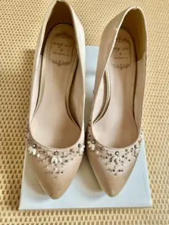 ビジュー付きパンプス　ゴールド　結婚式　Lのサムネイル