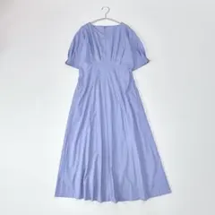 美品　ROSSO リネン混ウエストタックワンピース ロング 体型カバー 夏