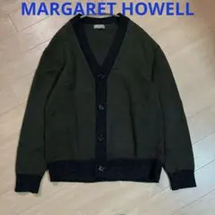 【美品】MARGARET HOWELL ウールカシミヤ カーディガン カーキ　L