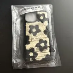 iPhone 14 ケース レオパード柄 ボア素材