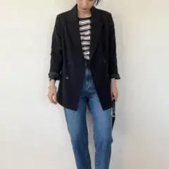 【GU】ダブルブレストジャケット　M 黒